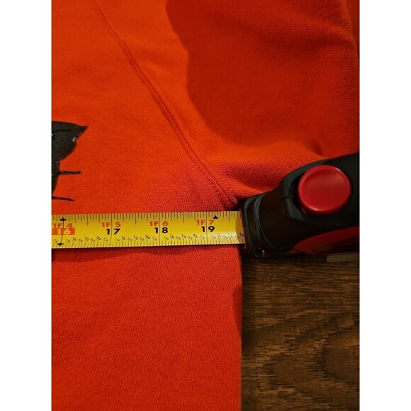 VTG 80s Jerzees Cat Halloween Orange Sweatshirt Adult XL Sweater Glitter Ghost - Picture 7 of 8